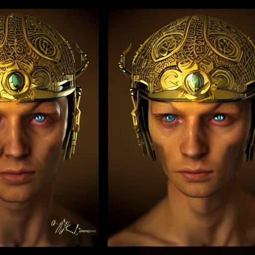 Image similar to portrait of a martian prince, renaissance style, star wars character, volumetric lights, symmetry, headpiece, trending on artstation, sharp focus, leica, studio photo, intricate details, highly detailed