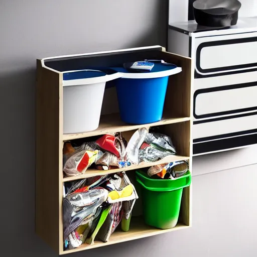 Image similar to throw trash in container, IKEA manual