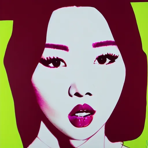 Prompt: popart painting of Hwasa. Mamamoo beautiful singer talented woman. Full body popart cute face. By andy warhol