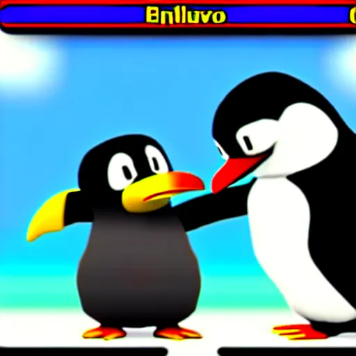 Image similar to danny devito punching a penguin, nintendo 6 4 screenshot, low poly, aliased