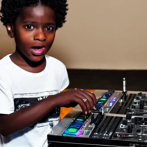 Image similar to young black boy as a DJ