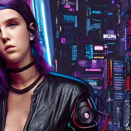 Image similar to Cyberpunk Millie Bobby Brown