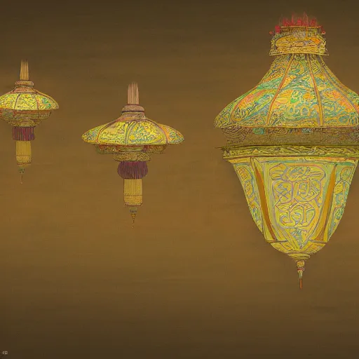 Image similar to concept art, lotus lanterns, high resolution, cave temples of dunhuang - style