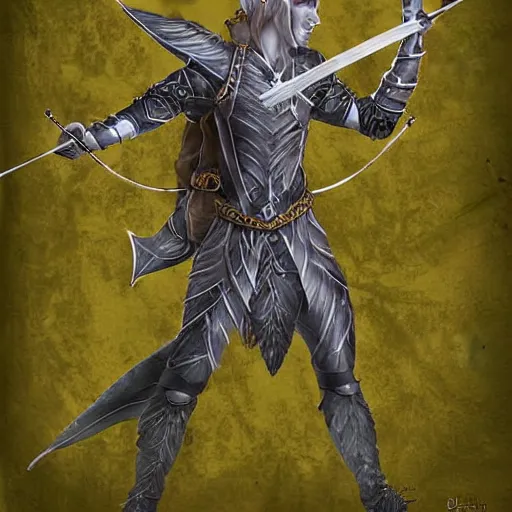 Prompt: male elven Archer armor made of leaves, epic fantasy digital art