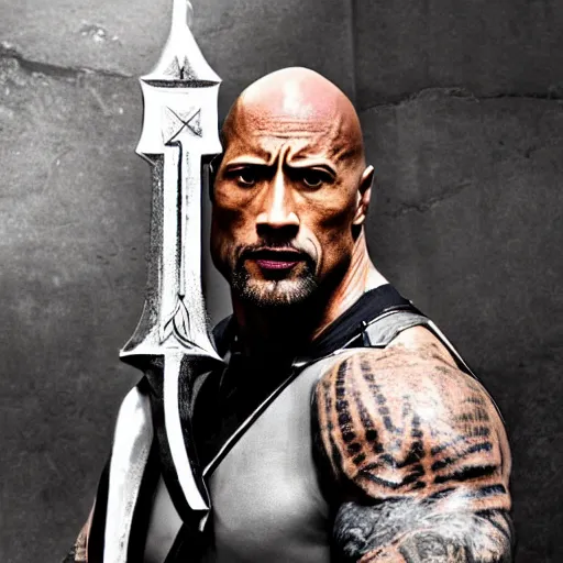 Image similar to dwayne johnson as a templar knight