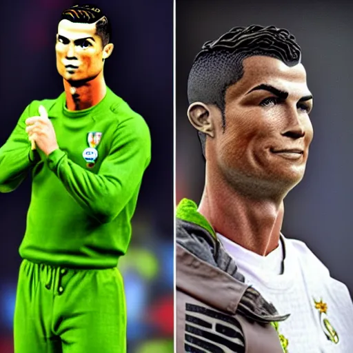 Prompt: Cristiano Ronaldo dressed like Shrek