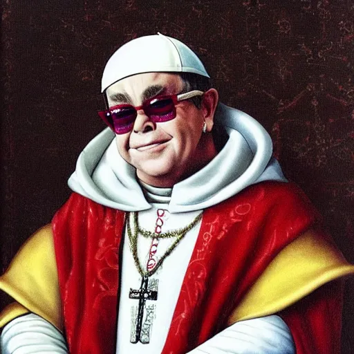 Image similar to Elton John as the pope in renaissance style