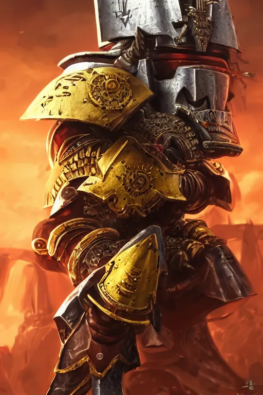 Image similar to armor portrait heros warhammer 4 0 k horus heresy fanart - the primarchs emperor by johannes helgeson animated with vfx concept artist & illustrator global illumination ray tracing hdr fanart arstation zbrush central hardmesh 8 k octane renderer