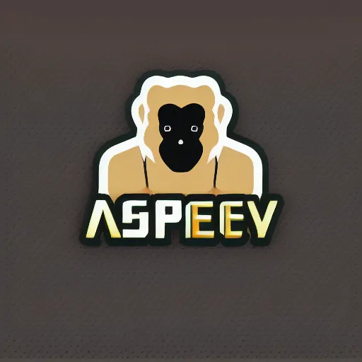 Prompt: a logo of an illustrated ape for a video game company, designed, vector, black background