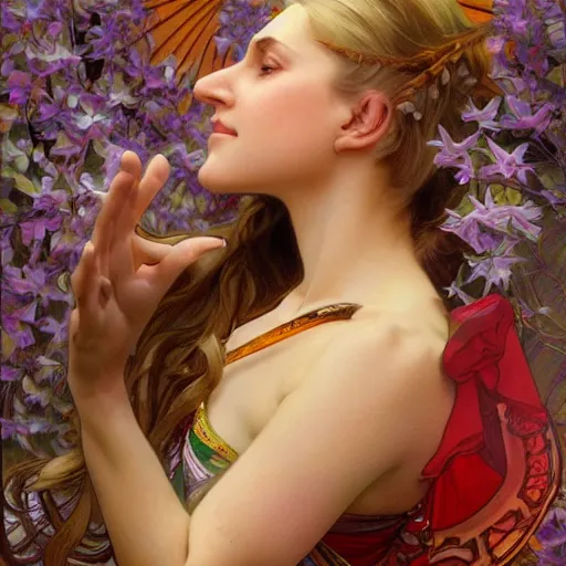 Image similar to dancing nancies, portrait, highly detailed, deep focus, elegant, digital painting, smooth, sharp focus, illustration, ultra realistic, 8 k, art by artgerm and alphonse mucha