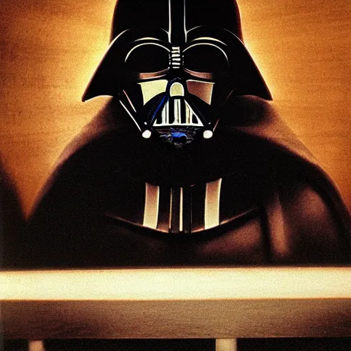 Image similar to darth vader darth vader in the last supper by leonardo davinci