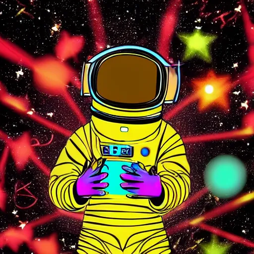 Prompt: drunk astronaut dancing at a disco club. art deco. 8k resolution. digital art.