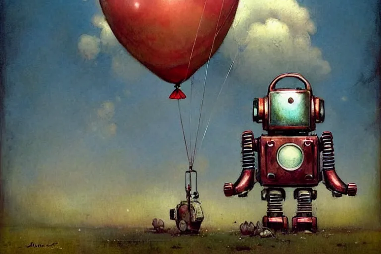 Image similar to adventurer ( ( ( ( ( 1 9 5 0 s retro future robot android mouse rv balloon robot. muted colors. ) ) ) ) ) by jean baptiste monge!!!!!!!!!!!!!!!!!!!!!!!!! chrome red