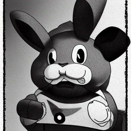 Image similar to pikatchu with a moustache, smoking a cigar with an angry expressive face, detailed photography