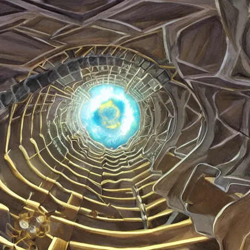 Image similar to a kaleidoscope staircase by Studio ghibli, Kentaro Miura, Hiromu Arakawa, Koyoharu Gotouge, Takeshi obata, concept art, golden ratio