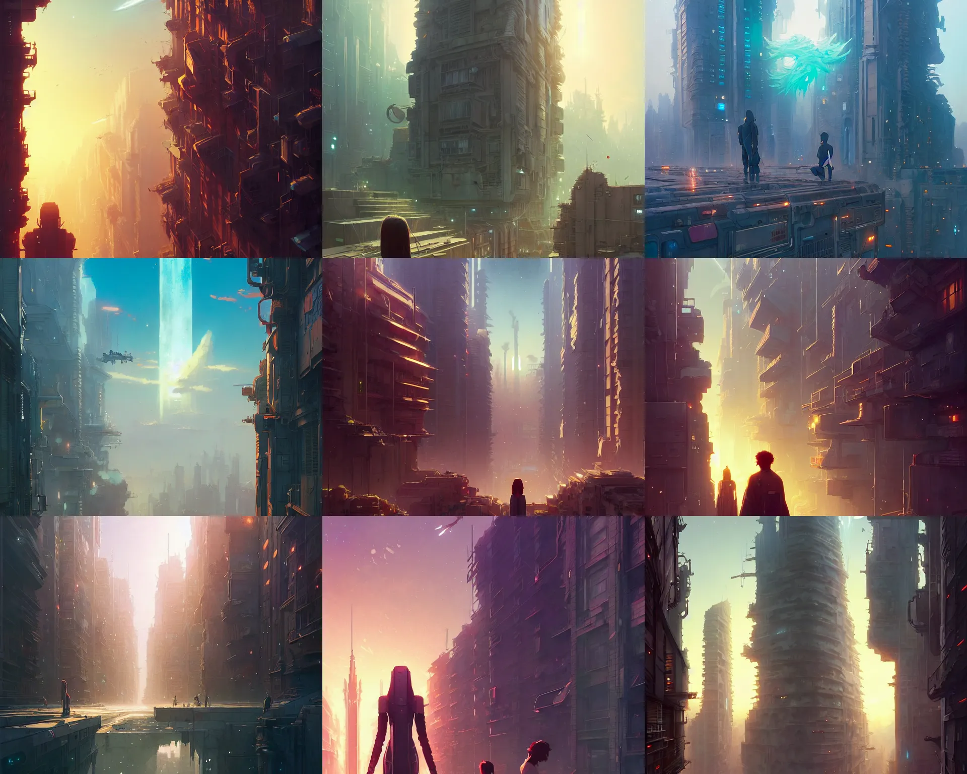 Prompt: the urban life of the titan. by greg rutkowski, loish, rhads, ferdinand knab, makoto shinkai and lois van baarle, ilya kuvshinov, rossdraws, tom bagshaw, global illumination, radiant light, detailed and intricate environmen