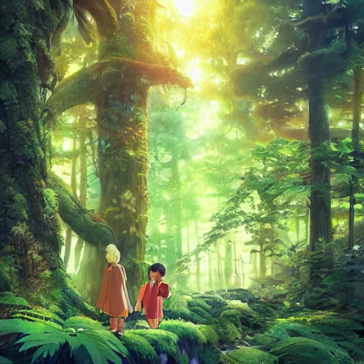 Image similar to life in the forest, vivid colors, realistic photo, environmental lighting, award - winning masterpiece photograph, cinematic view, studio ghibli, artgerm, high detail