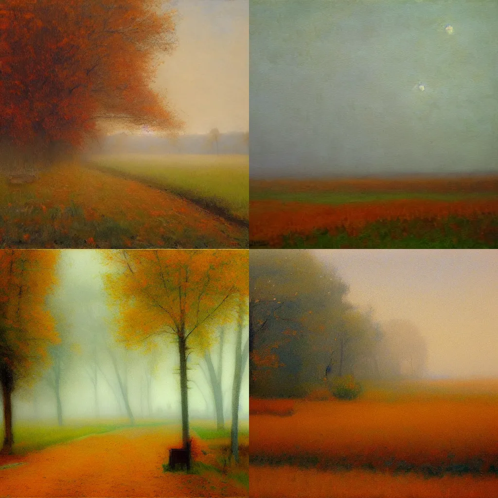 Prompt: Autumn morning. Tonalism.