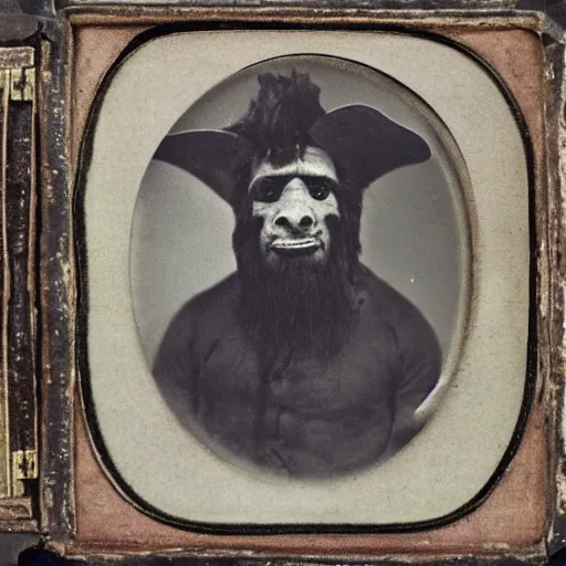 Prompt: 19 century fantasy orc portrait Daguerreotype photography by Louis Daguerre