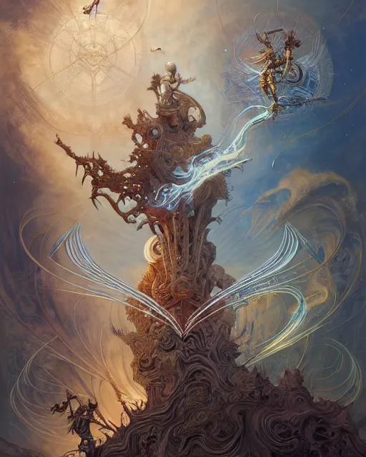 Image similar to the ace of wands tarot card, fantasy composition made of fractals, ultra realistic, wide angle, intricate details, the fifth element artifacts, highly detailed by peter mohrbacher, hajime sorayama, wayne barlowe, boris vallejo, aaron horkey, gaston bussiere, craig mullins