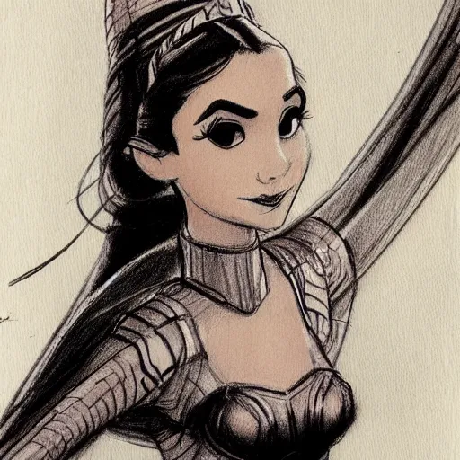 Image similar to milt kahl sketch of victoria justice as princess padme from star wars episode 3