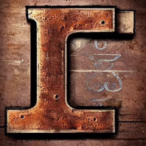 Image similar to very beautiful lettering of the letters CEH with a rusty iron texture, realistic, detailed,