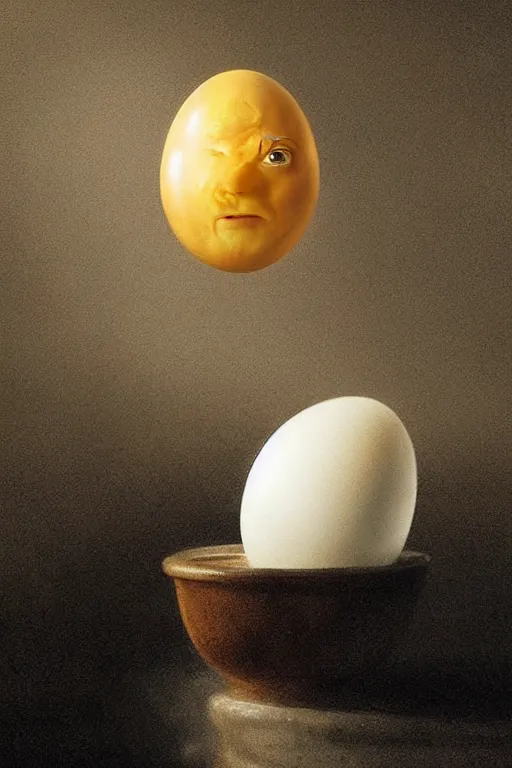 Prompt: a boiled egg with edward norton's face in the egg, highly detailed, dramatic lighting, concept art by caravaggio and greg rutkowski and artgerm