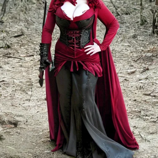 Image similar to full body photo of christina hendricks as a vampire warrior,