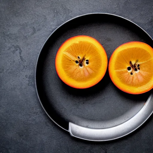 Prompt: a sliced apple with the inside of an orange, cookbook photo