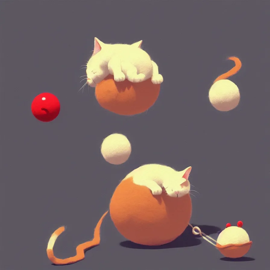 Image similar to a cat playing with a ball of yarn, art by Goro Fujita, ilustration, concept art, sharp focus, ArtStation, Deviantart