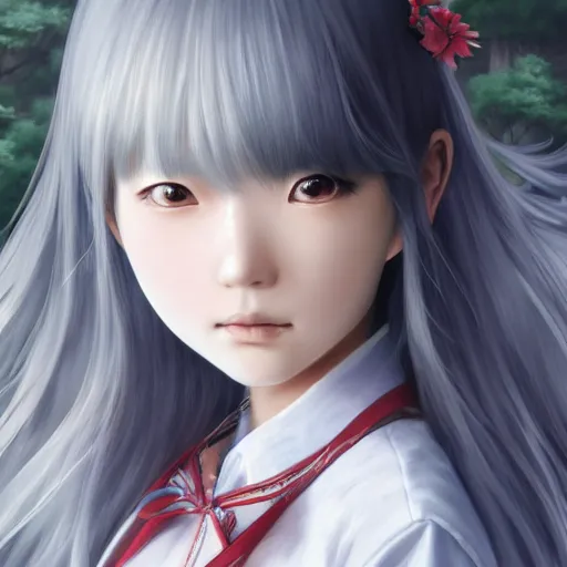 Image similar to ultra-detailed, amazing details, grayish palette, HD semirealistic anime CG concept art digital painting of a Japanese schoolgirl, by a Chinese artist at ArtStation, by Huang Guangjian, Fenghua Zhong, Ruan Jia, Xin Jin and Wei Chang. Realistic artwork of a Chinese videogame, gentle an harmonic colors.