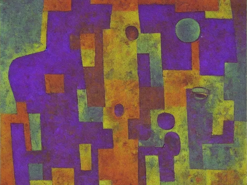 Image similar to variations of the purple sinner. painting by paul klee