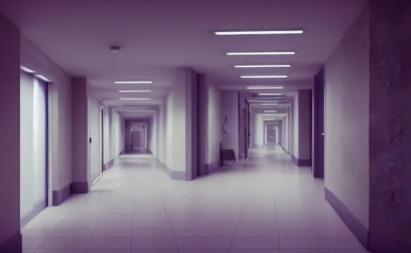 Image similar to an hallway in hospital, octane render, artstation trending, highly detailded