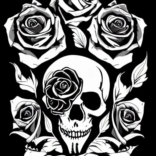 Image similar to rose n skull tattoo vector art