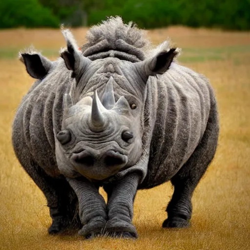 Prompt: a wooly hairy rhino, award winning nature photography t