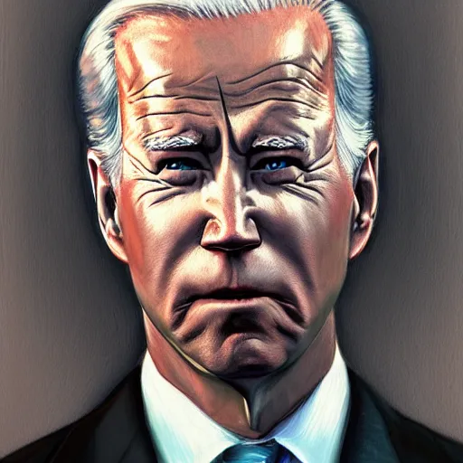 Image similar to a disco elysium portrait of Biden by Aleksander Rostov, highly detailed, symmetry