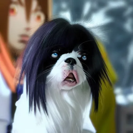 Image similar to a japanese chin as an anime character in a studio ghibli film