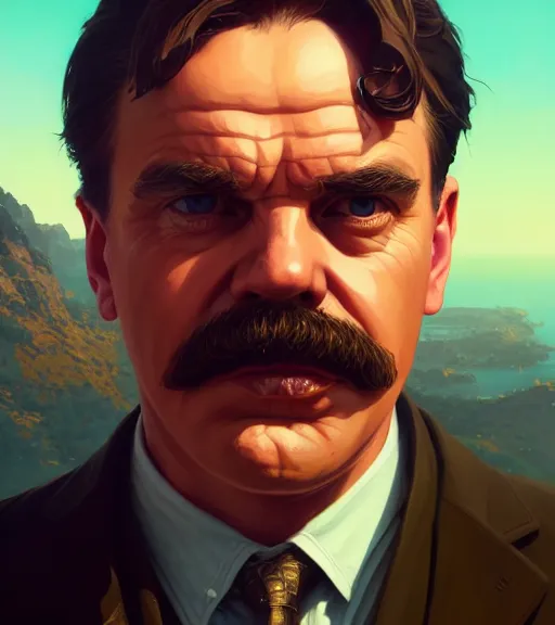 Prompt: Highly detailed portrait of Nietzsche in GTA V, Stephen Bliss, unreal engine, fantasy art by Greg Rutkowski, Loish, Rhads, ferdinand knab, Makoto Shinkai and Lois van baarle, ilya kuvshinov, rossdraws, Tom Bagshaw, global illumination, radiant light, detailed and intricate environment