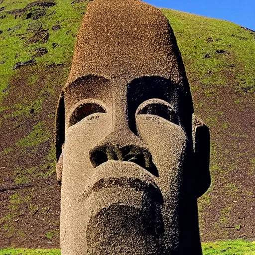 Prompt: Michael saylor easter island head