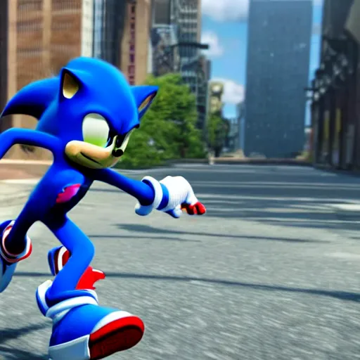 Image similar to A photo realistic image of sonic the hedgehog in a Spiderman costume, HQ, 4k