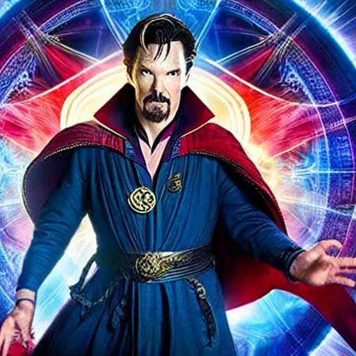 Prompt: Doctor strange opens a portal to another dimension, marvel film still, promotional, amazing dimension full of interest and intrigue