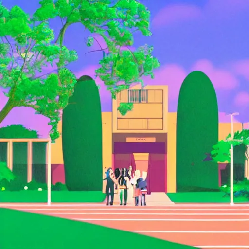 Prompt: a beautiful picture of the entrance of an high school, art by masaaki yuasa, trending on artstation