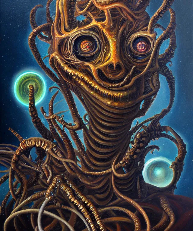 Image similar to an oil on canvas portrait painting, polycount, surrealism, surrealist, lovecraftian, cosmic horror, high detail