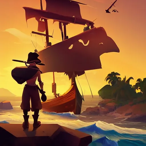 Image similar to painting treasure on sea of thieves game smooth median photoshop filter cutout vector, behance hd by jesper ejsing, by rhads, makoto shinkai and lois van baarle, ilya kuvshinov, rossdraws global illumination