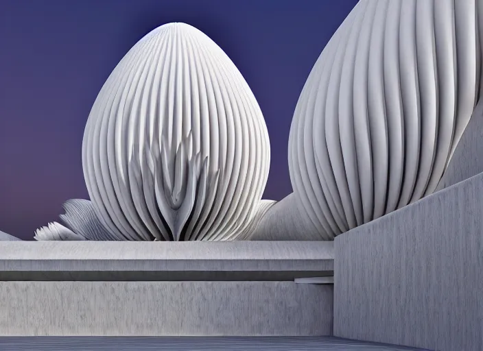 Prompt: designed by santiago calatrava ; highly detailed ultra sharp 3 d render kamakhya temple cinematic composition of a smooth ceramic porcelain biomorphic magnolia stone nebula fluid fractal sci - fi surreal architecture hindu temple