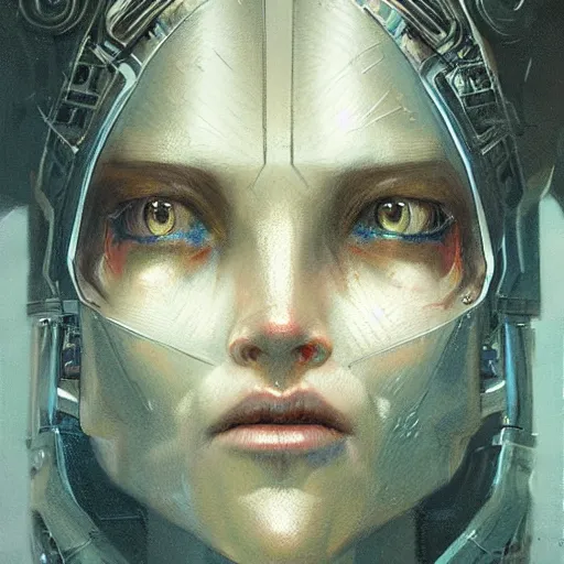 Image similar to robot portrait, close up, concept art, intricate details, highly detailed by greg rutkowski, michael whelan and gustave dore