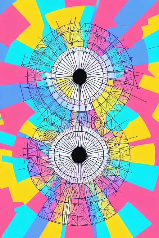 Image similar to minimalist boho style art of colorful london eye, illustration, vector art