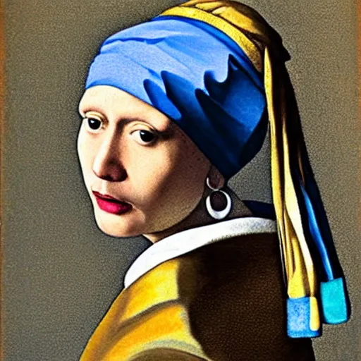 Image similar to Dwayne Johnson with a pearl earring by Johannes Vermeer