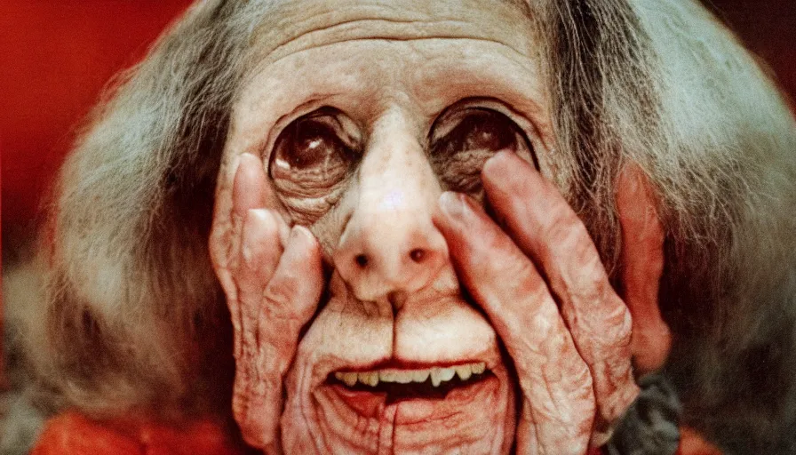 Prompt: a 7 0 s film still from a horror movie of an elderly woman suffering from radiation induced erythema, kodachrome, cinecolor, cinestill, film grain, film texture, retro, cinematic, high resolution, photorealism,