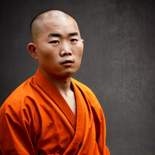 Image similar to shaolin monk, portrait photo, 8k